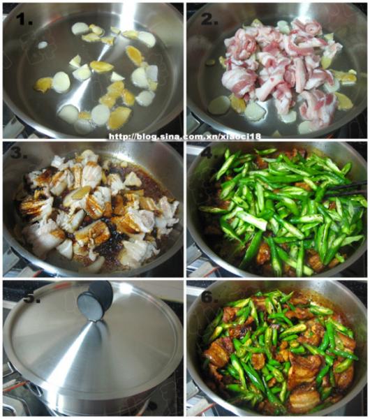 青椒干煸五花肉的做法