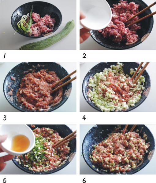 丝瓜鲜肉水煎包的做法3