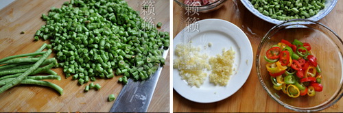 橄菜煸豇豆碎步骤1-2