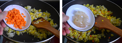 菠萝鲜虾炒饭的做法步骤4