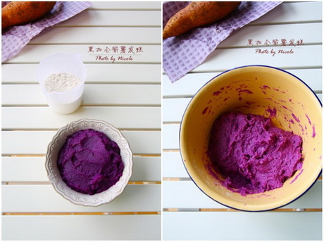 黑加仑紫薯发糕的做法步骤1-2