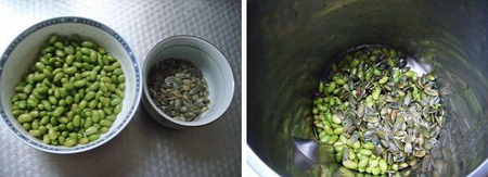 南瓜籽青豆浆的做法步骤1-2